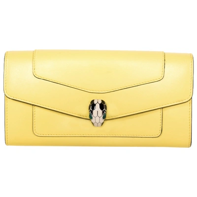 Pre-owned Bulgari Leather Wallet In Yellow