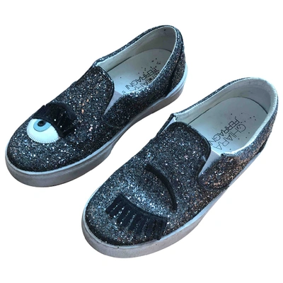 Pre-owned Chiara Ferragni Glitter Trainers In Grey