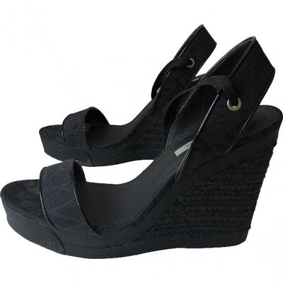 Pre-owned Calvin Klein Cloth Sandals In Black