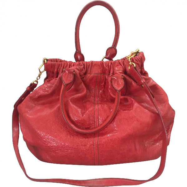 Preowned Miu Miu Red Leather Handbag ModeSens