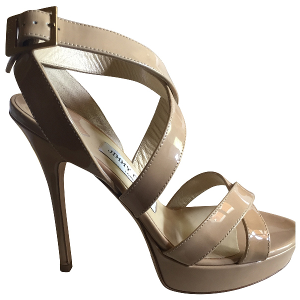 beige patent leather sandals