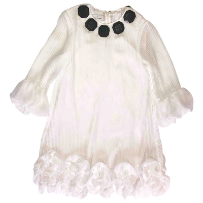 Pre-owned By Malene Birger Silk Mini Dress In White