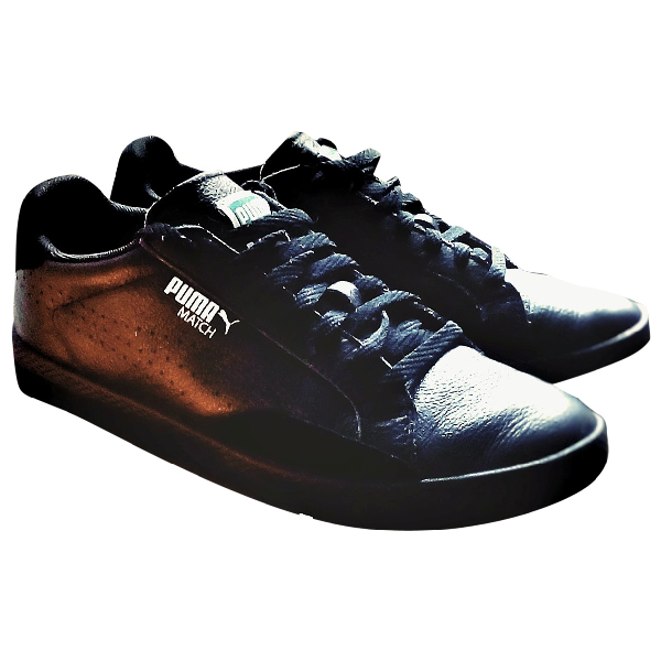 puma black leather trainers