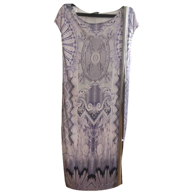 Pre-owned Roberto Cavalli Leather Mid-length Dress In Purple