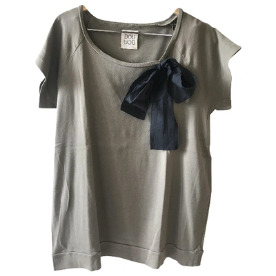 Pre-owned Douuod Green Cotton Top