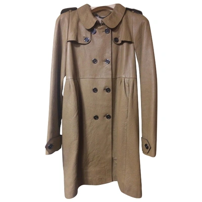 Pre-owned Burberry Leather Coat In Camel