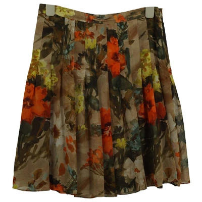Pre-owned Burberry Silk Mid-length Skirt In Orange