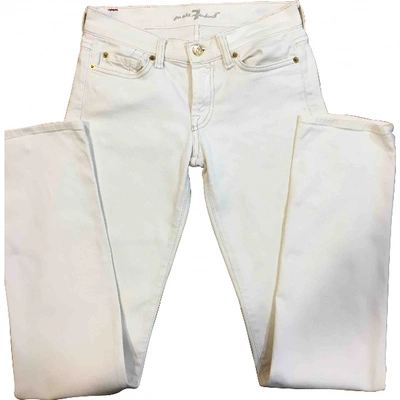 Pre-owned 7 For All Mankind Straight Jeans In Ecru