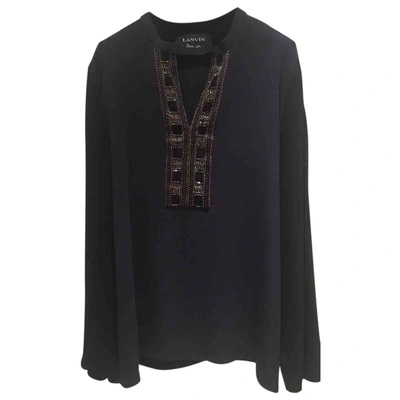 Pre-owned Lanvin Silk Blouse In Navy