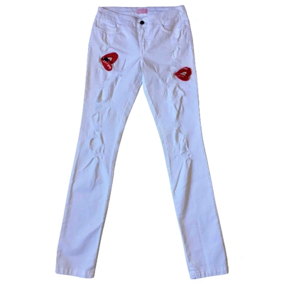 Pre-owned Giamba Straight Jeans In White