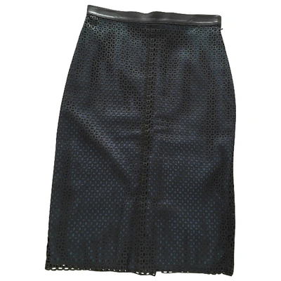 Pre-owned Pierre Balmain Leather Mid-length Skirt In Black