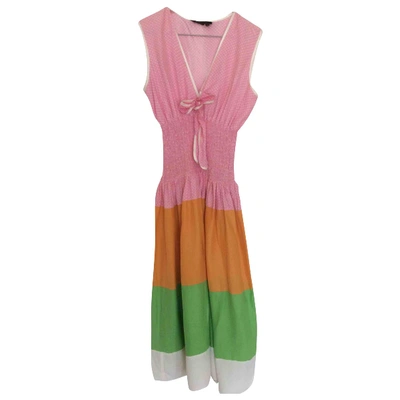 Pre-owned Bcbg Max Azria Silk Mid-length Dress In Multicolour