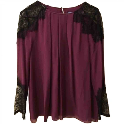 Pre-owned Alice And Olivia Silk Blouse In Burgundy