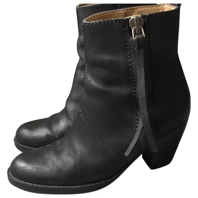 Pre-owned Acne Studios Pistol Leather Ankle Boots In Black