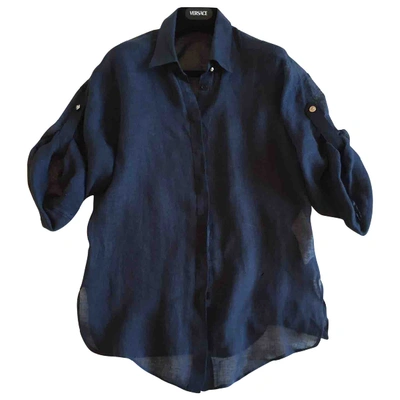 Pre-owned Versace Linen Shirt In Blue