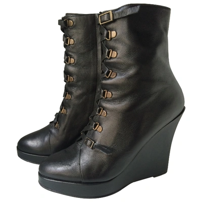 Pre-owned Opening Ceremony Leather Lace Up Boots In Black