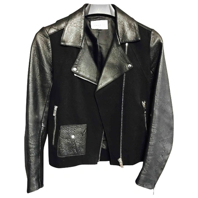 Pre-owned Sandro Leather Jacket In Black