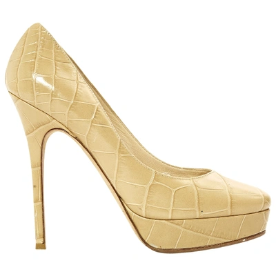 Pre-owned Jimmy Choo Leather Heels In Beige