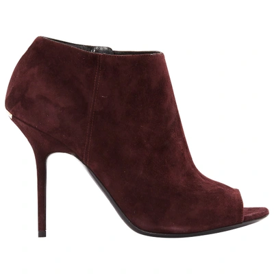 Pre-owned Burberry Ankle Boots In Burgundy
