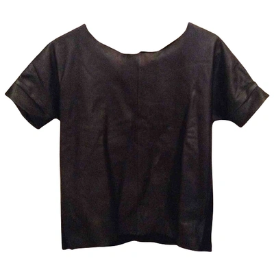 Pre-owned Maje Leather Blouse In Black