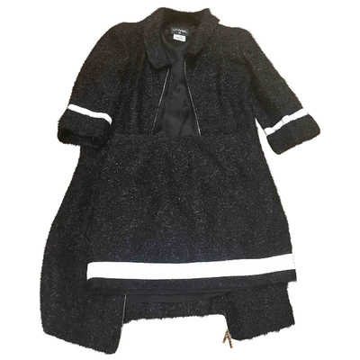 Pre-owned Chanel Tweed Coat In Black