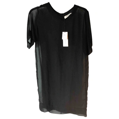 Pre-owned Sandro Silk Mid-length Dress In Black