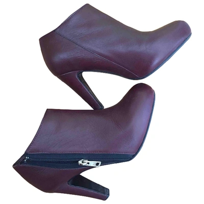 Pre-owned See By Chloé Leather Ankle Boots In Burgundy