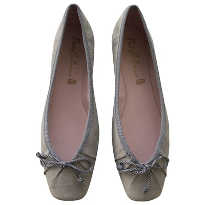 Pre-owned Pretty Ballerinas Grey Leather Ballet Flats