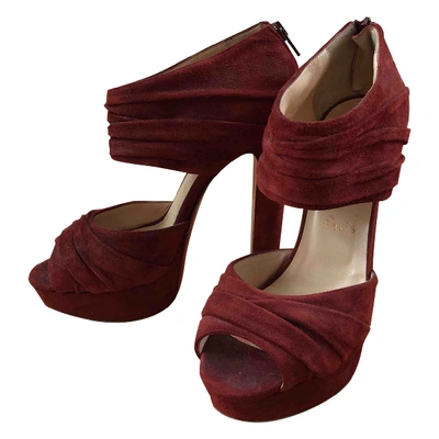 Pre-owned Christian Louboutin Sandals In Burgundy