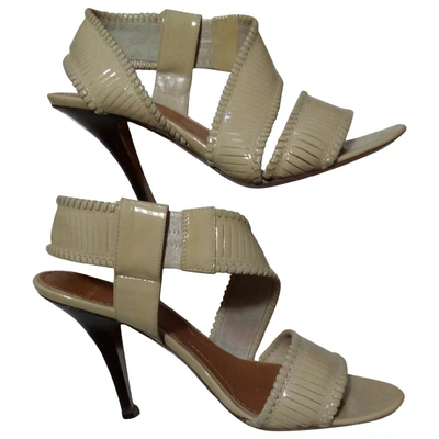 Pre-owned Givenchy Shark Patent Leather Sandals In Beige