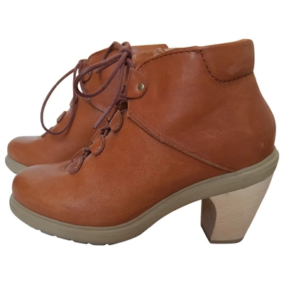 Pre-owned Camper Leather Lace Up Boots In Camel