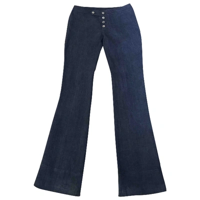 Pre-owned Hogan Linen Large Pants In Blue