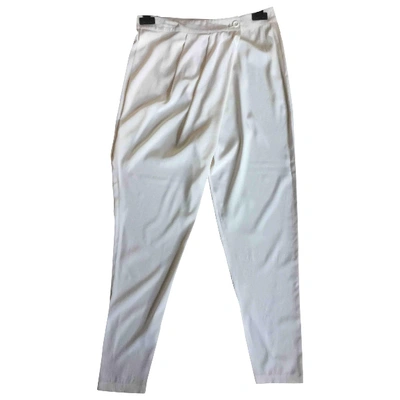Pre-owned Pinko Ecru Silk Trousers