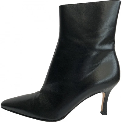 Pre-owned Gina Leather Ankle Boots In Black
