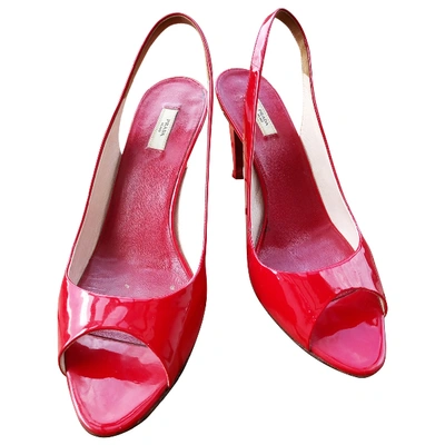 Pre-owned Prada Leather Sandals In Red
