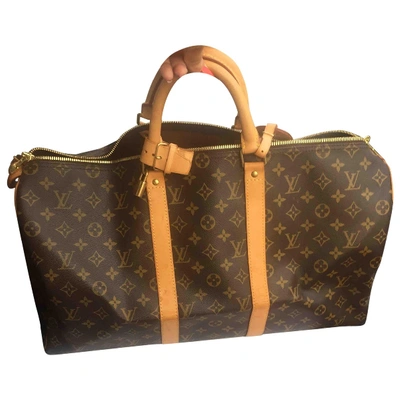 Pre-owned Louis Vuitton Keepall Brown Leather Travel Bag