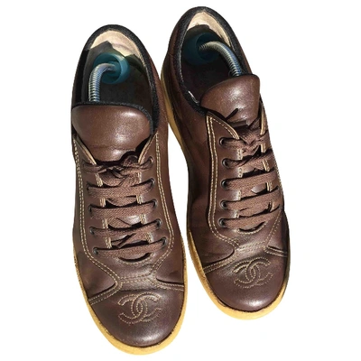Pre-owned Chanel Leather Trainers In Brown