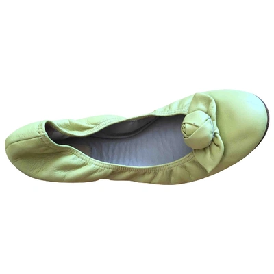 Pre-owned Valentino Garavani Leather Ballet Flats In Green