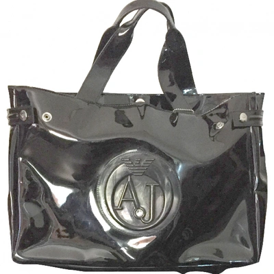 Pre-owned Armani Jeans Patent Leather Handbag In Black