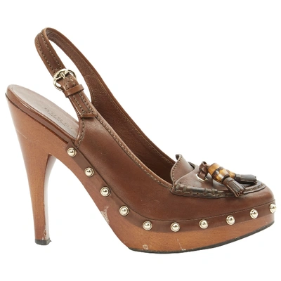 Pre-owned Gucci Leather Heels In Brown