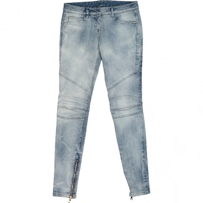 Pre-owned Balmain Blue Cotton - Elasthane Jeans