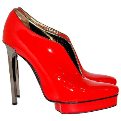 Pre-owned Lanvin Red Patent Leather Ankle Boots
