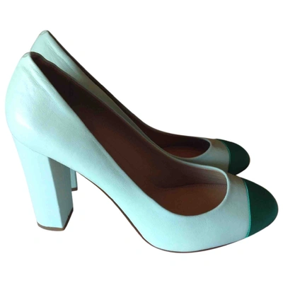 Pre-owned Jcrew Leather Heels In Turquoise