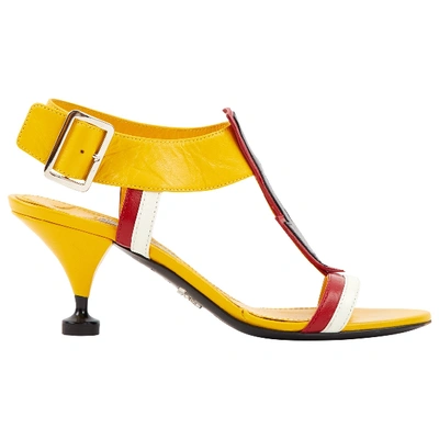 Pre-owned Prada Leather Sandals In Yellow