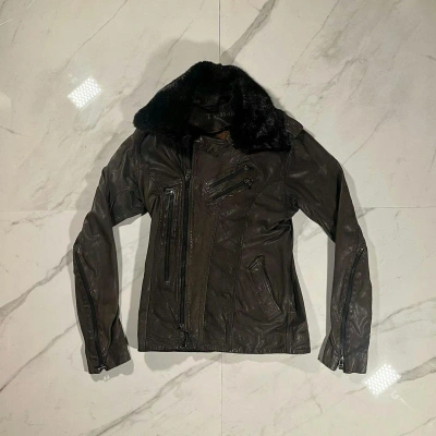 Pre-owned 14th Addiction Goatskin Jacket In Slate Brown
