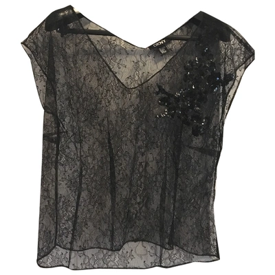 Pre-owned Dkny Lace Blouse In Black