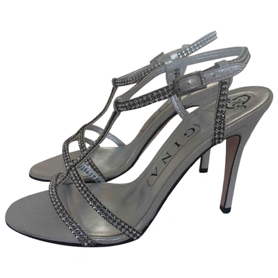 Pre-owned Gina Leather Sandals In Silver