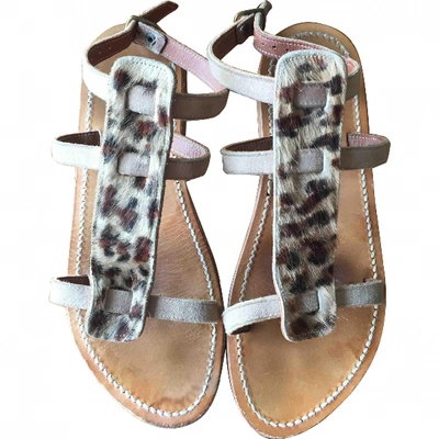 Pre-owned Kjacques Leather Sandal In Beige