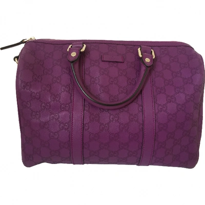 Pre-owned Gucci Boston Purple Leather Handbag