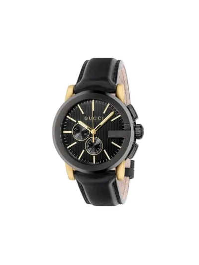 Gucci Men's G-chrono Collection Pvd & Leather Strap Watch In Black